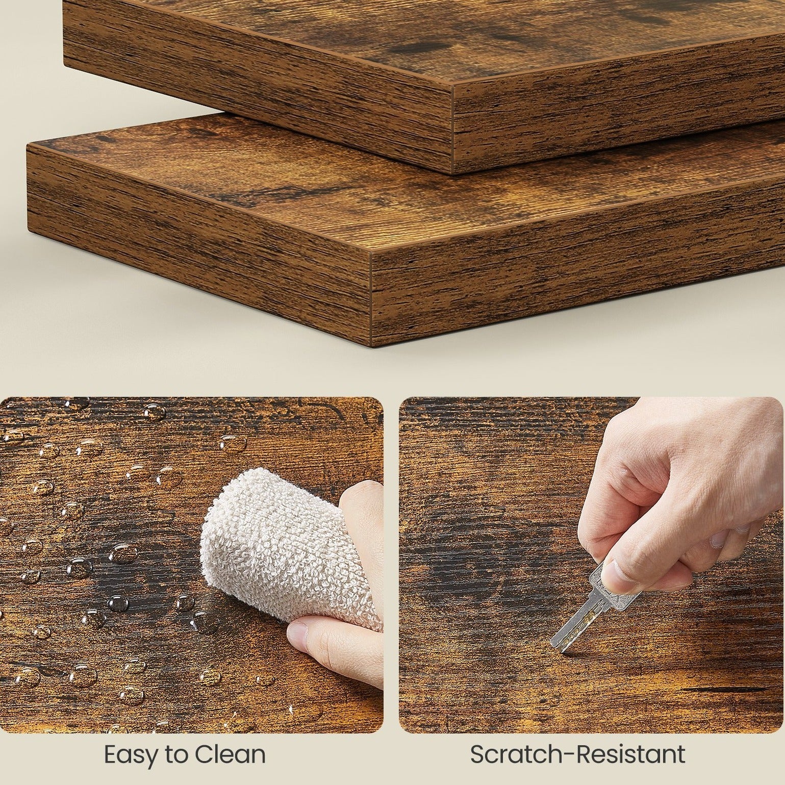 Corner Shelf, 5-Tier Floating Wall Shelf with Zigzag Design, Bookshelf, Rustic Brown--Deal Extra-Deal Extra