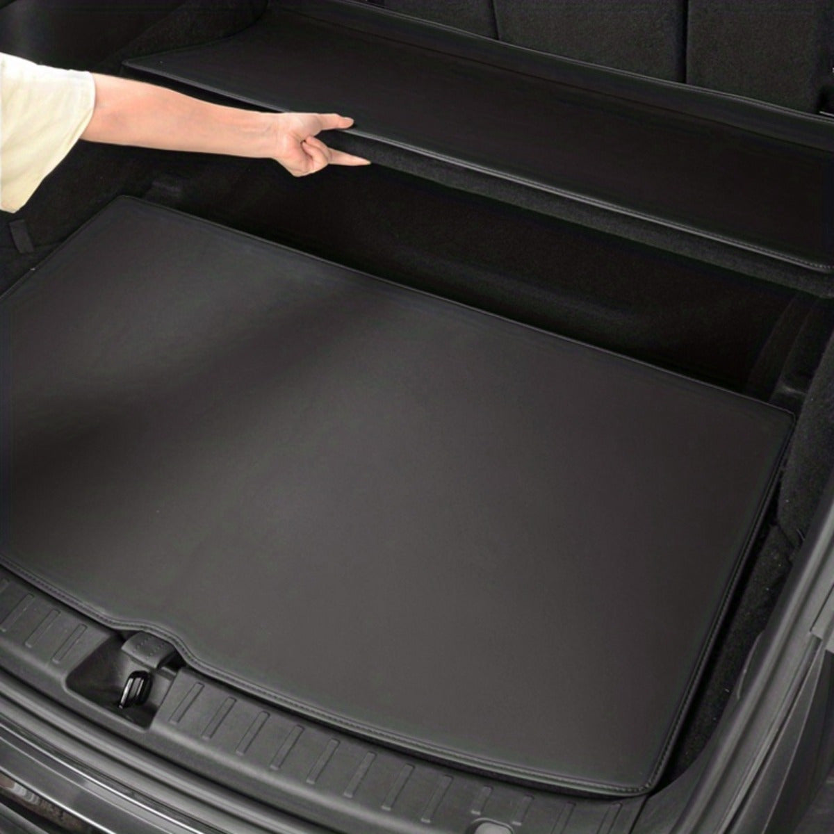 2pcs PU Leather Car Trunk Mats for Tesla for Model Y Cargo Liner Accessories Car Boot Liners