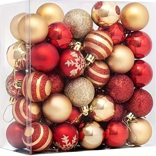 Round Hanging Plastic Ornament – Classic Christmas Halloween Wedding Decor--Deal Extra-Color:Red Golden Box-Deal Extra