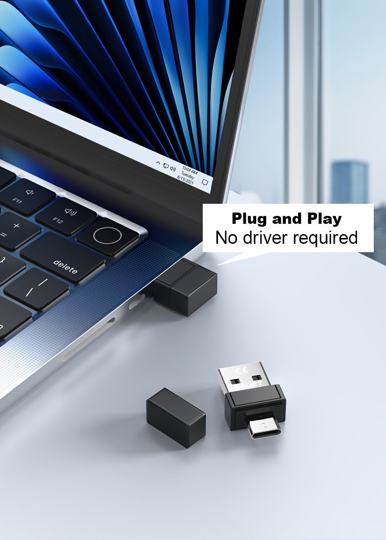 1pc Mouse Tray Invisible 2 in 1 USB-A & Type-C Mouse Mover, Computer USB & Type-C Software, Automatic Mouse Vibrator, No Driver Needed Mouse Movement Simulator Keeps Computer/Laptop Active, Easy to Use