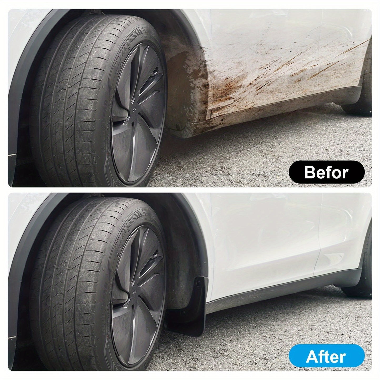 for Tesla for Model Y Juniper 2025-2026 Mud Flaps Set - No-Drill Installation 4pcs Splash Guards, Heavy-Duty All-Season Mud Guard Protectors, Direct-Fit Compatible Paint Protection Fender Upgrade Kit (for Tesla for Model Y Ju