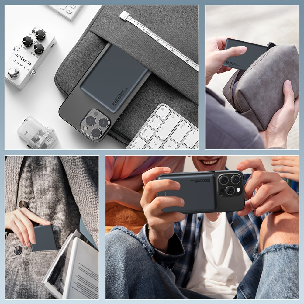 10000mAh Magnetic Power Bank – Ultra-Slim MagSafe Wireless Charger for iPhone 12/13/14/15/16/17 with USB‑C Fast Charging