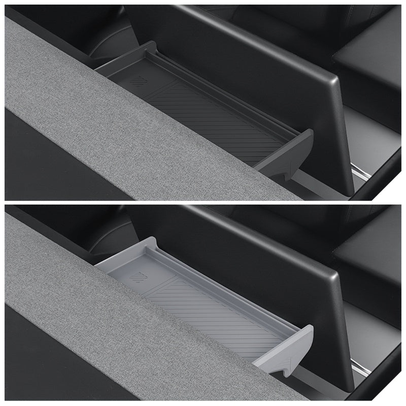 One-Piece Premium Silicone Dashboard Organizer Tray for Tesla Model 3 Highland 2024-2025 and for Model Y Juniper 2025 - ETC Card Slot Storage Box with Tissue Box Holder, Rear Screen Protection Design, Durable  Accessory, Flex