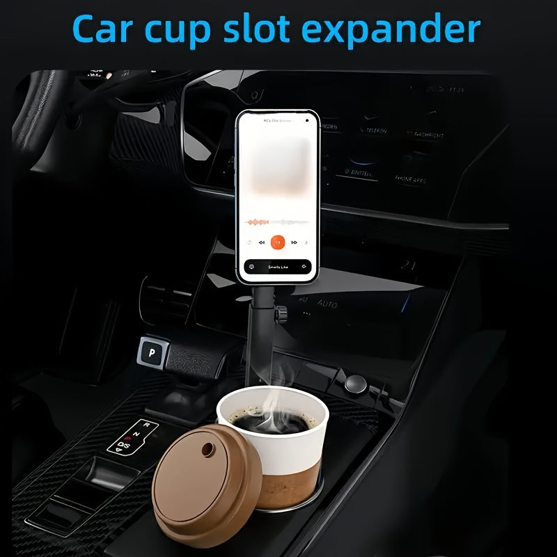 2-In-1 Magnetic Car Cup Holder And Phone Stand - 360-Degree Rotation. Features a Rotating Telescopic Arm, Made of Durable ABS Material, Suitable for Most Vehicles, And Includes 2 Magnetic Stickers for Phones