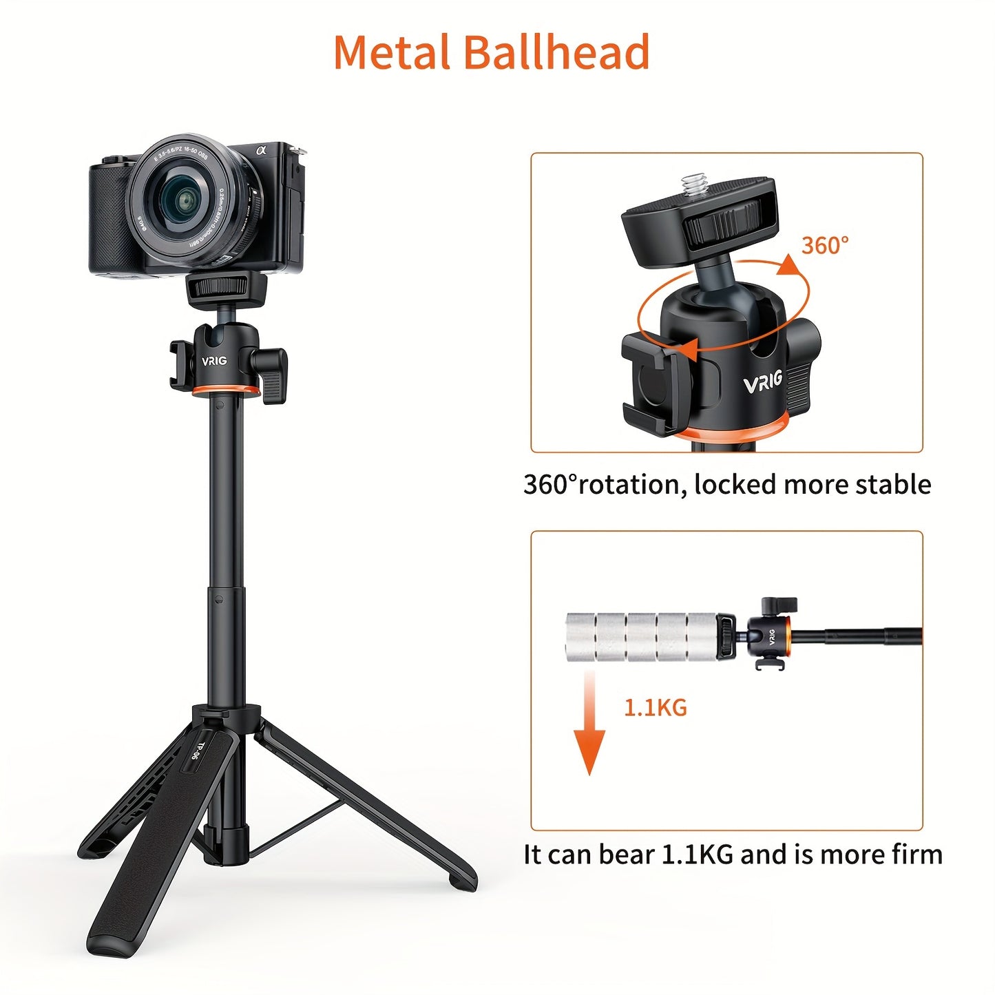 Mini Camera Gimbal Tripod Handheld Photography SLR Micro Single Live Vlog Shoot Small Portable Extension Selfie Stick Desktop Mobile Phone Bracket